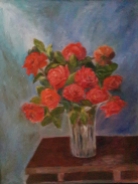 floral painting Red Roses in a Crystal Vase original oil painting by Navdeep Kular