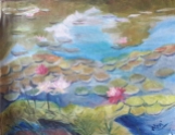 Water Lillies oil painting by Navdeep Kular