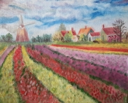 Impressionist tulip fields oil painting by Navdeep Kular