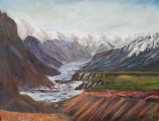 Snowclad Himalayan Range oil painting by Navdeep Kular