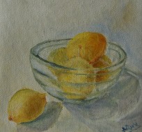 Still life lemons oil painting by Navdeep Kular