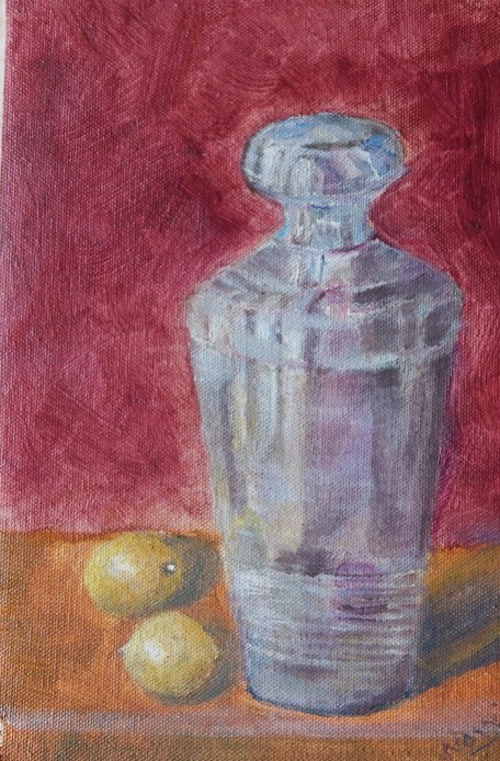 still life oil painting with lemons and a cocktail shaker by Navdeep Kular
