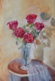 Floral still life red roses oil painting by Navdeep Kular